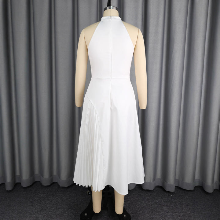Dame Elegant midi kjole med plissé-detalje Skovae