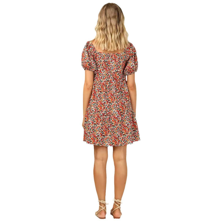 Femme Puffærmer Blomster Mini Kjole Stilla