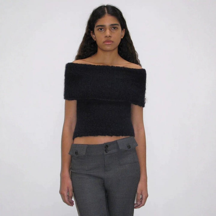 Dame Off-Shoulder Struktur Striktop Stilla