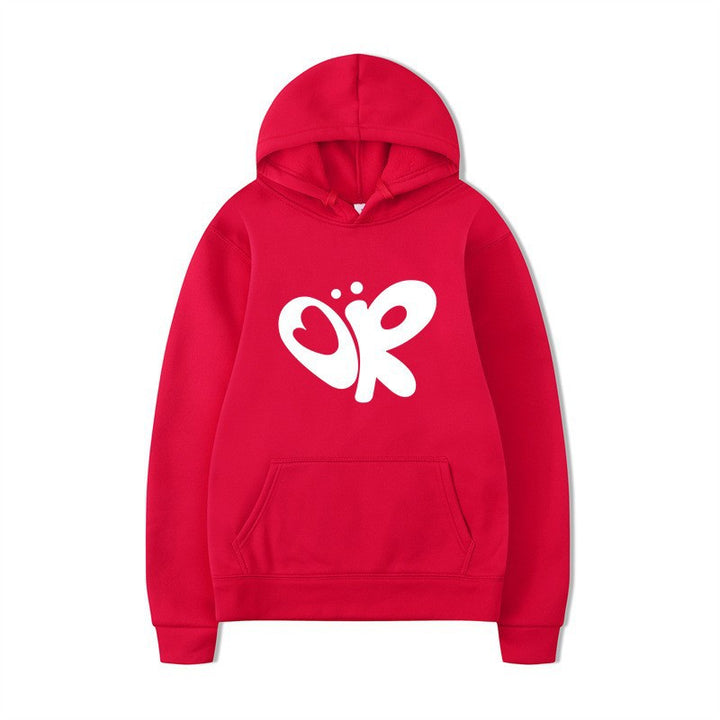 Dame hoodie med stort print og praktisk kænguru lomme Skovae