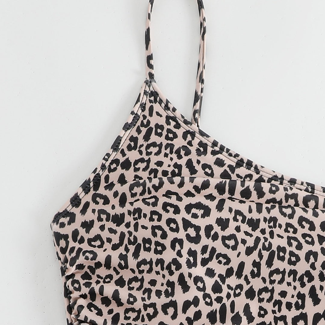 Damer One-Shoulder Badetøj med stilfuld dyreprint og feminine ruches Skovae