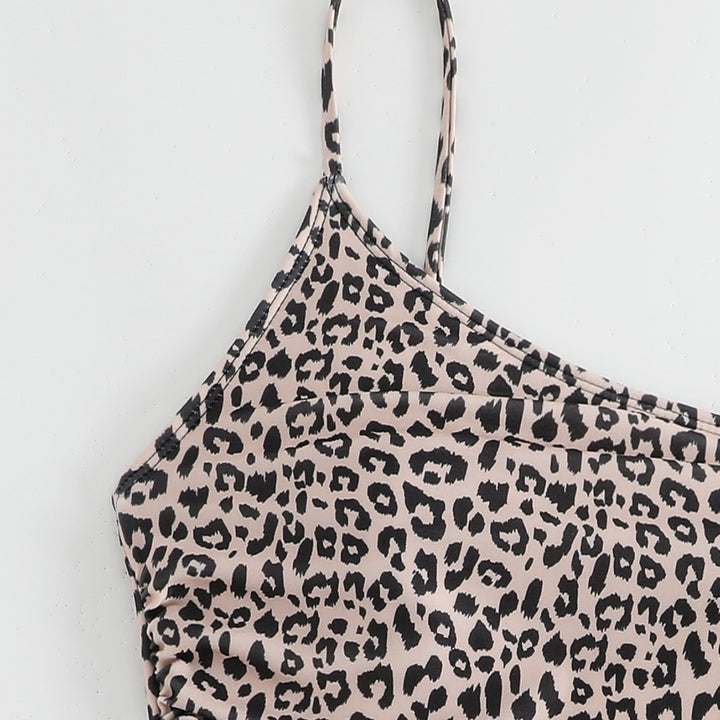 Damer One-Shoulder Badetøj med stilfuld dyreprint og feminine ruches Skovae