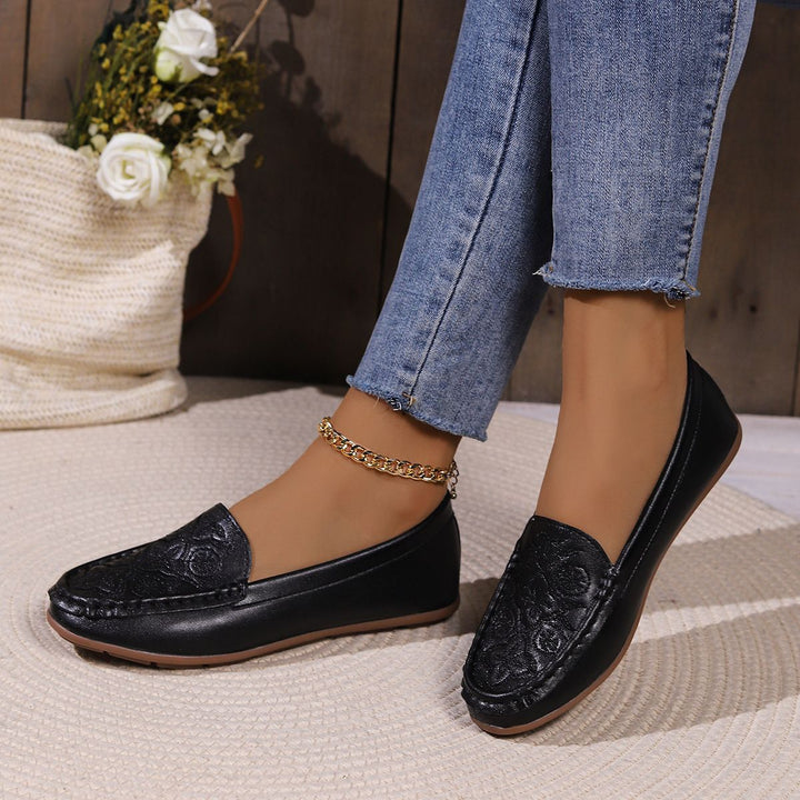 Dame mokkasiner med florale broderier og behagelig sål Stilla