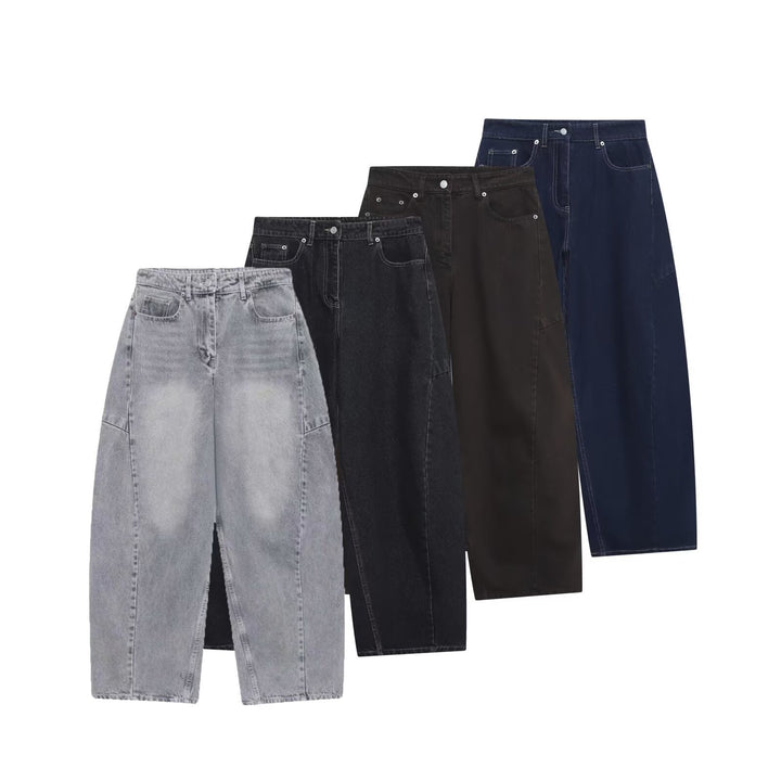 Dame løse jeans i moderne skæring med trendy cargo-lommer Skovae