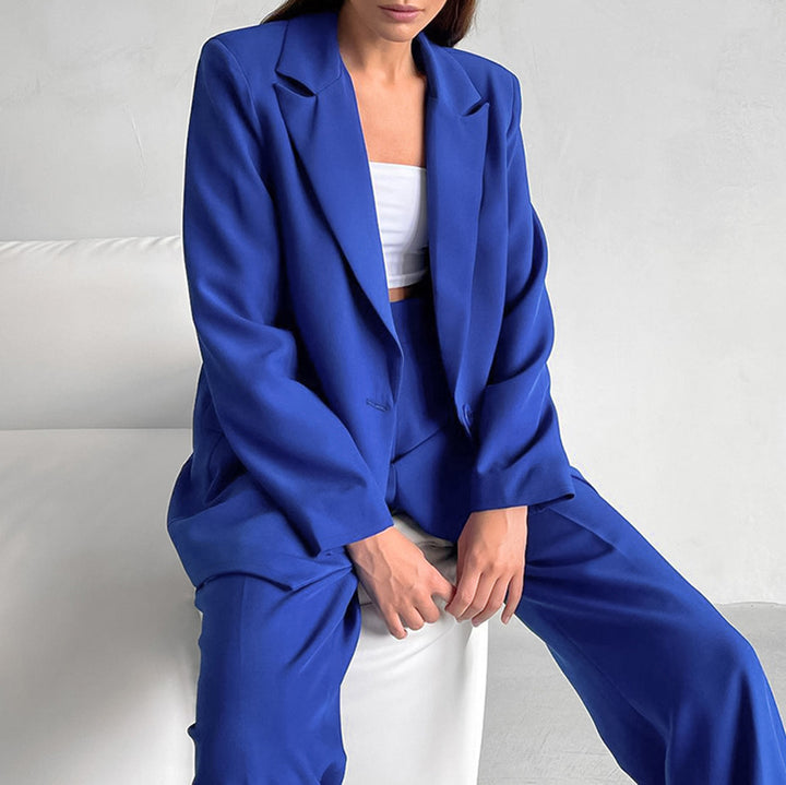 Dame Blazer- og Palazzo-bukser Sæt med moderne snit og elegant fald Stilla