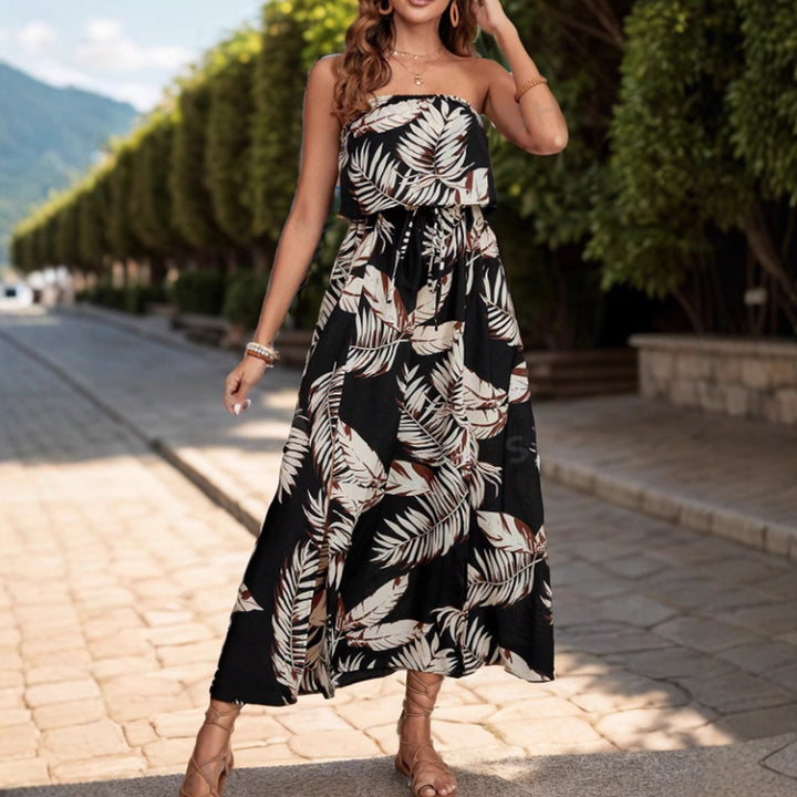 Dame Strapless Maxikjole med højt splittdetail Stilla
