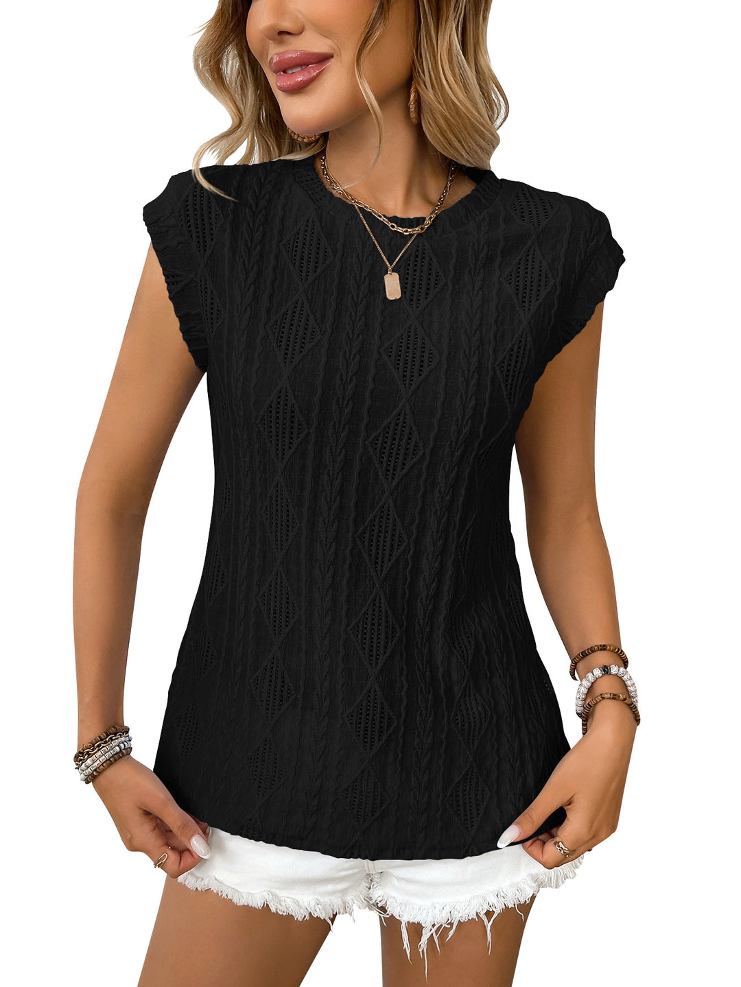 Dame figursyet strikbluse Stilla