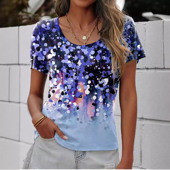 Dame Kunstnerisk Mønstret Kortærmet T-Shirt Stilla