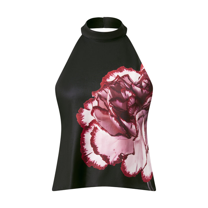 Damer halterneck top med blomstrende design Skovae