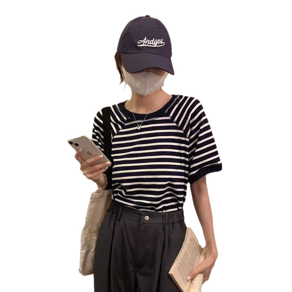 Femme stribet Cut-Out ryg T-shirt Stilla