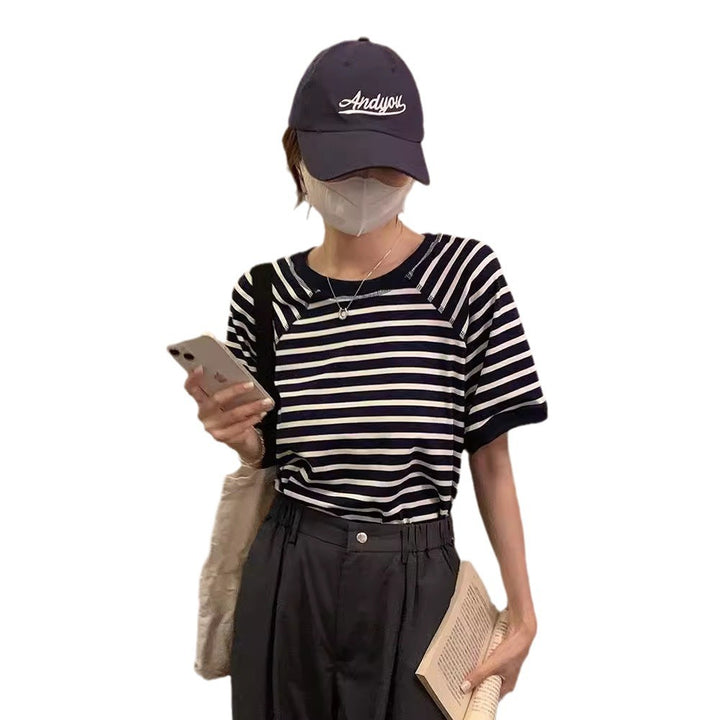 Femme stribet Cut-Out ryg T-shirt Stilla