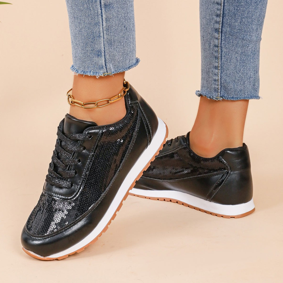Dame Sneakers med glitrende strassdetaljer og sportslig profilsåle Stilla