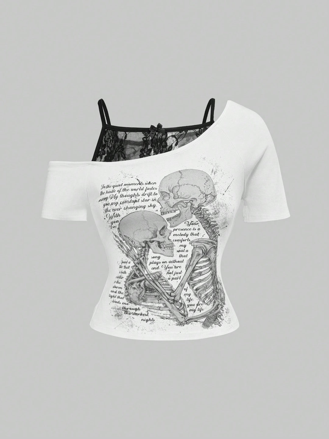 Dame Raffineret grafisk T-shirt med spidsunderlag Skovae