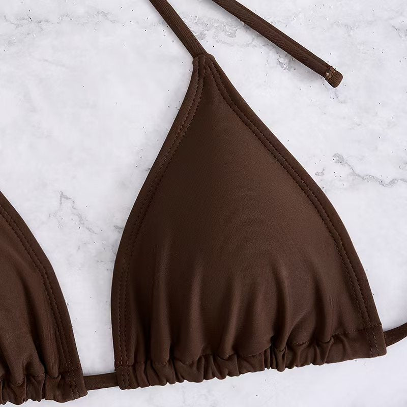 Dame Triangle-Bikini-Sæt med justerbar Skirt Skovae