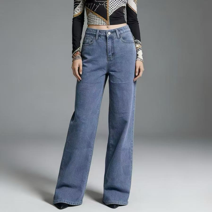 Dame Wide High-Waist Jeans med klassisk pasform og rå kanter Skovae