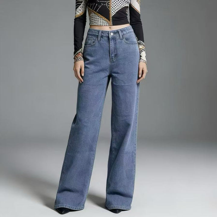 Dame Wide High-Waist Jeans med klassisk pasform og rå kanter Skovae