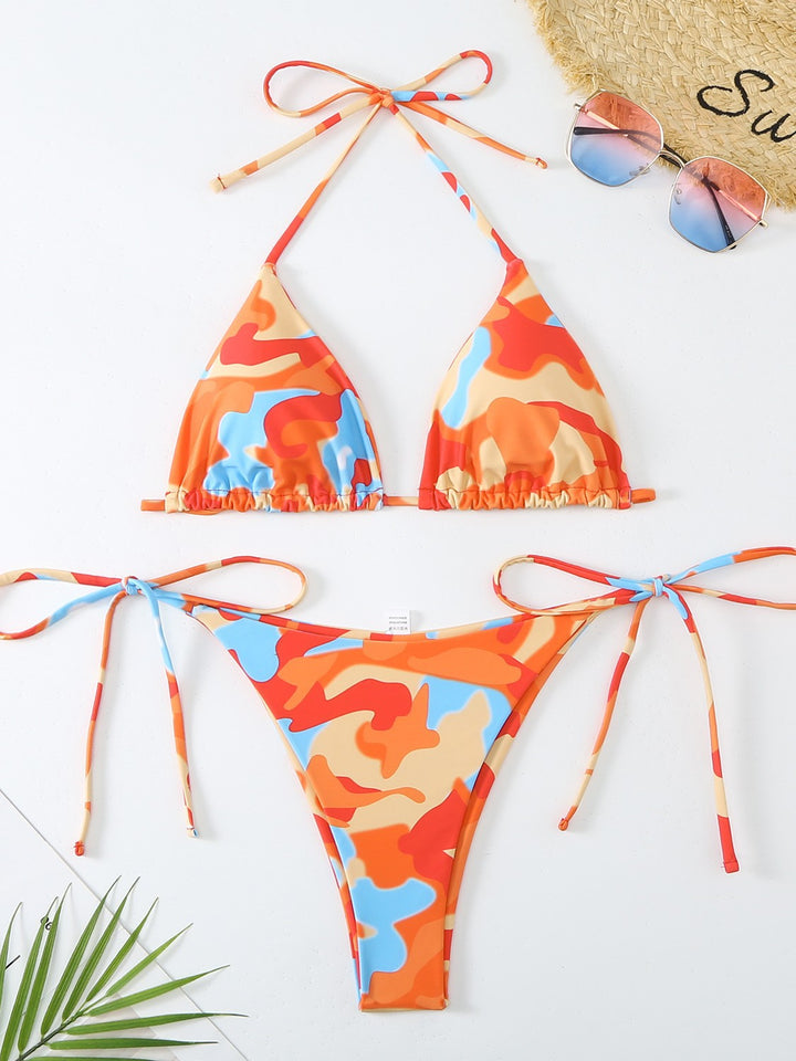 Dame Bikini-sæt med justerbare stropper og moderne camouflage-design Stilla