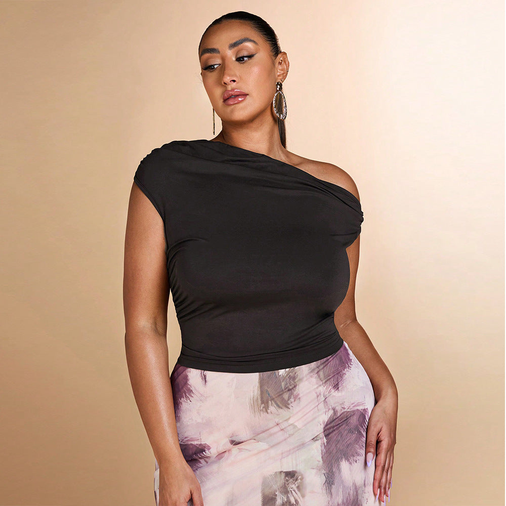 Dame elegant off-shoulder top med rynker Stilla