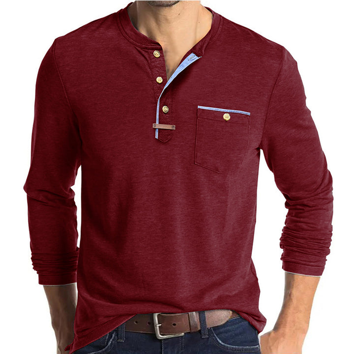 Herren Langarm-Henley-Skjorte med modetrend Knapliste og stilfuldt Lomme-design Stilla