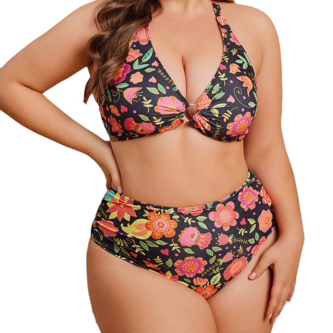 Dame høj taljet bikini-sæt med blomster mønster Skovae