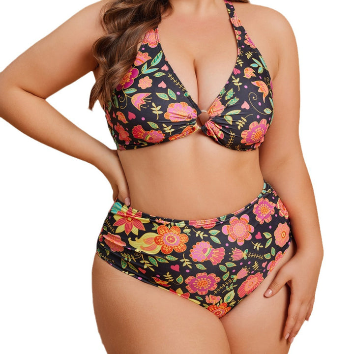 Dame høj taljet bikini-sæt med blomster mønster Skovae
