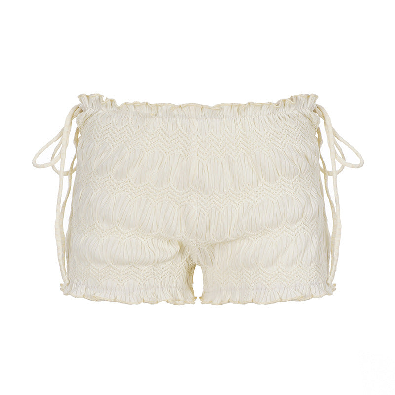 Dame luftige shorts med elastisk talje og bindeakcenter Skovae