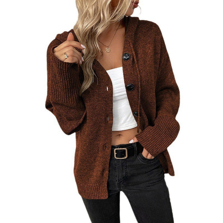 Dame hoodie cardigan med grov tekstur Stilla