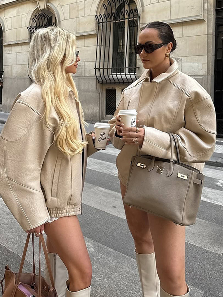 Dame Oversized Kunstlæderjakke Stilla 1759372855