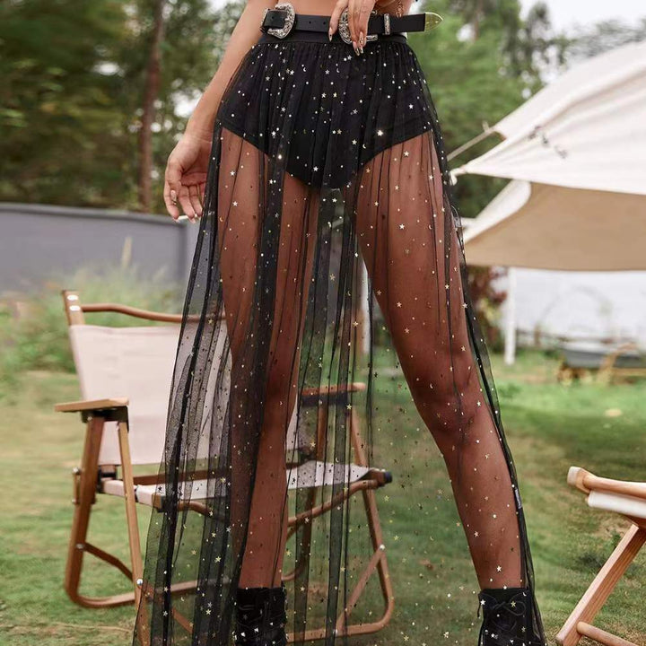Dame transparent nederdel med glitrende stjerner Stilla