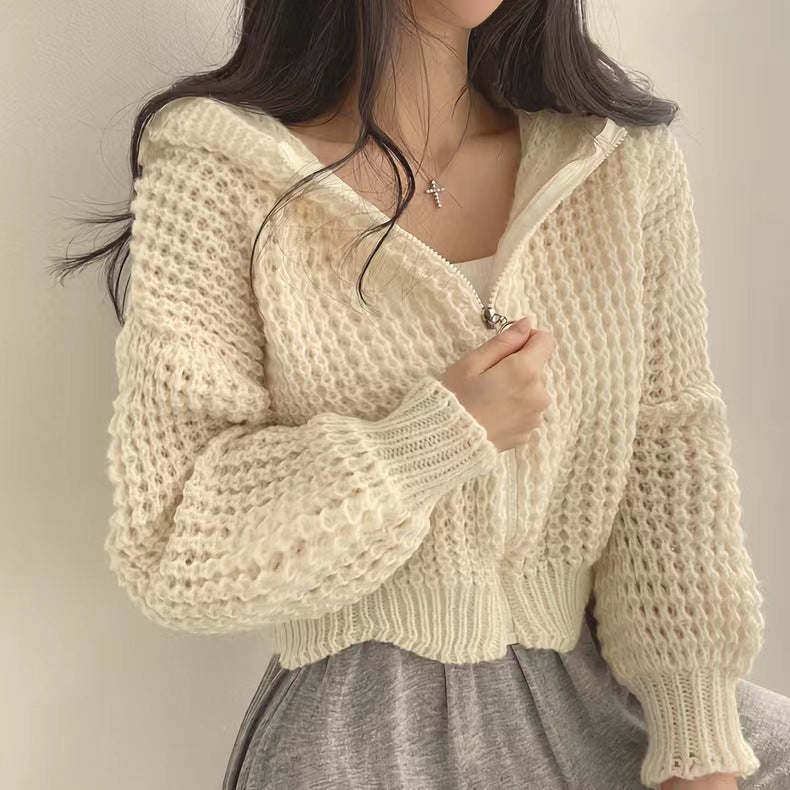 Kvinders fashionable cardigan med lynlås og løs pasform Stilla