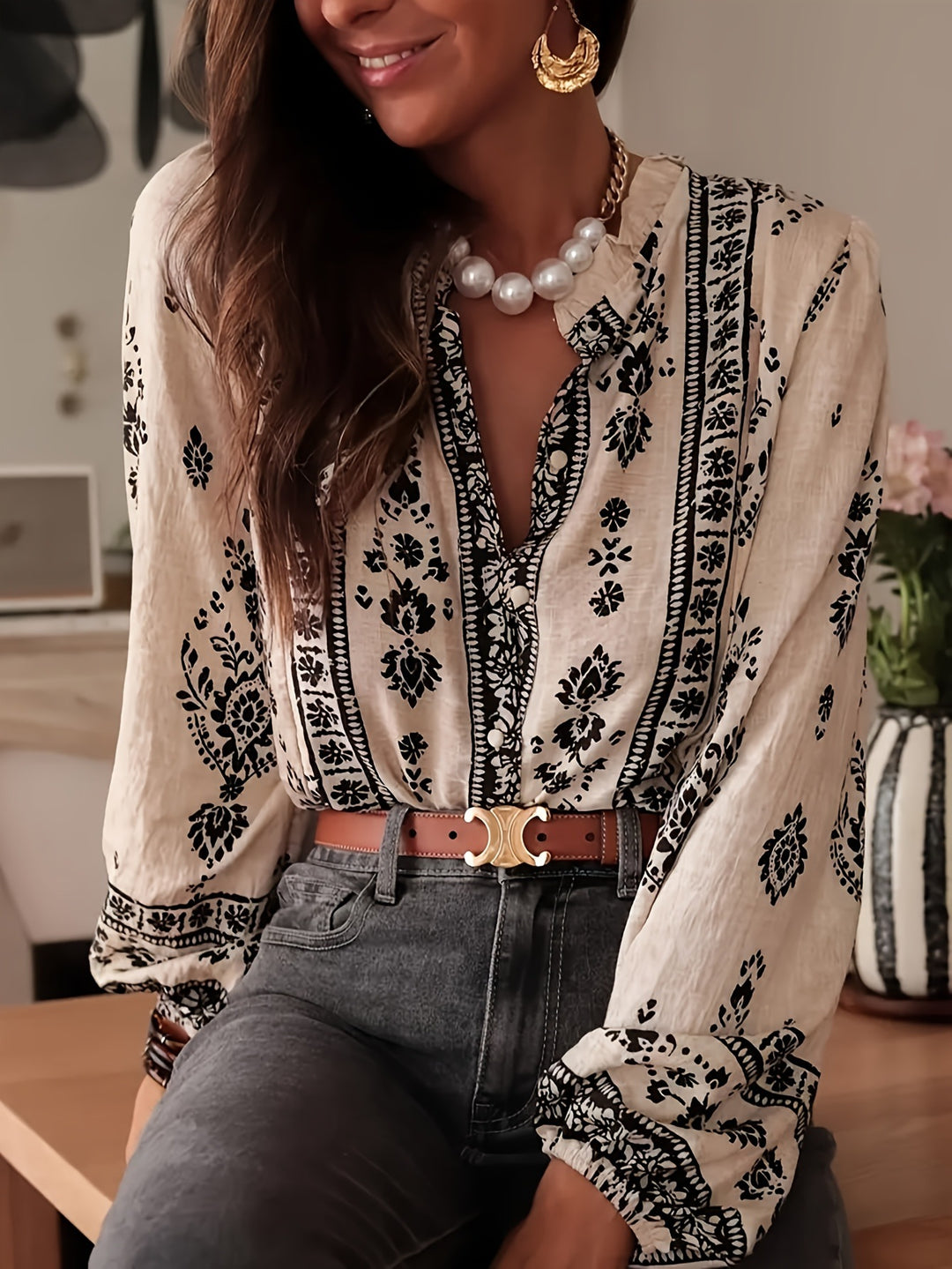 Femme Broderet Bohemian Bluse Stilla