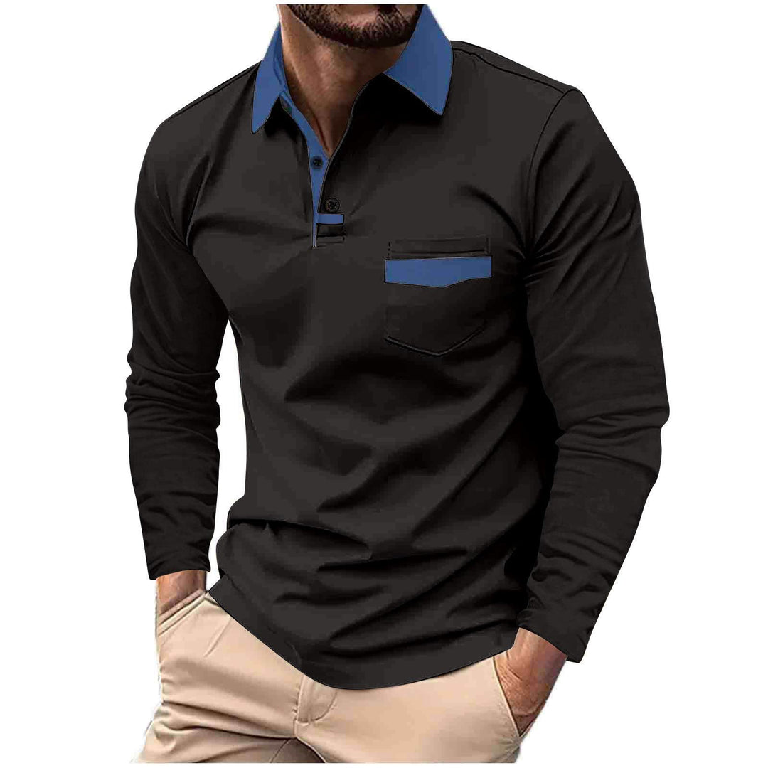 Herrer Langærmet Polo T-shirt med moderne krave og stilfuld brystlomme Stilla