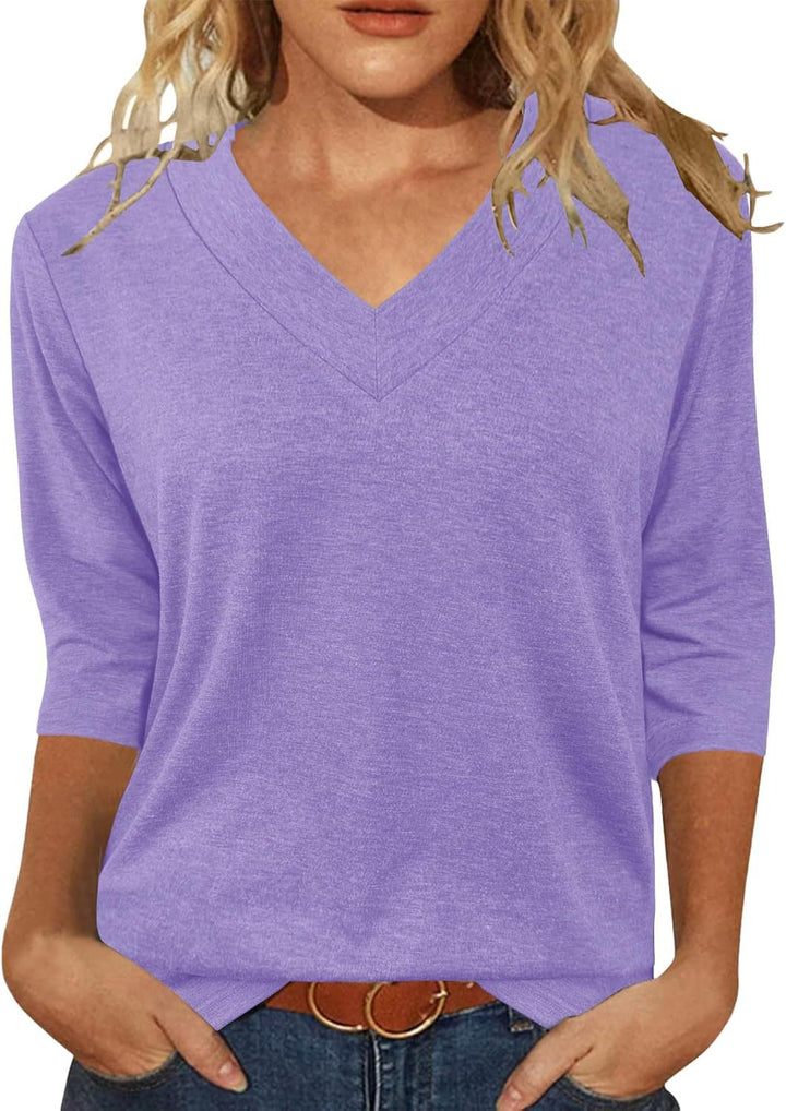 Dame Relaxed Fit V-Udskærings Top Stilla
