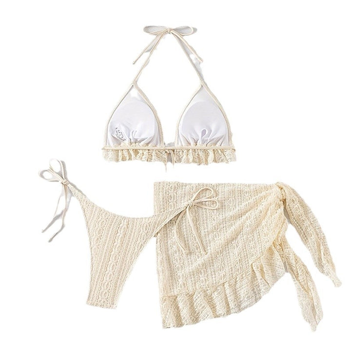 Dame Triangel-Bikini med flæsedetalje og matchende indpakningsnederdel Skovae