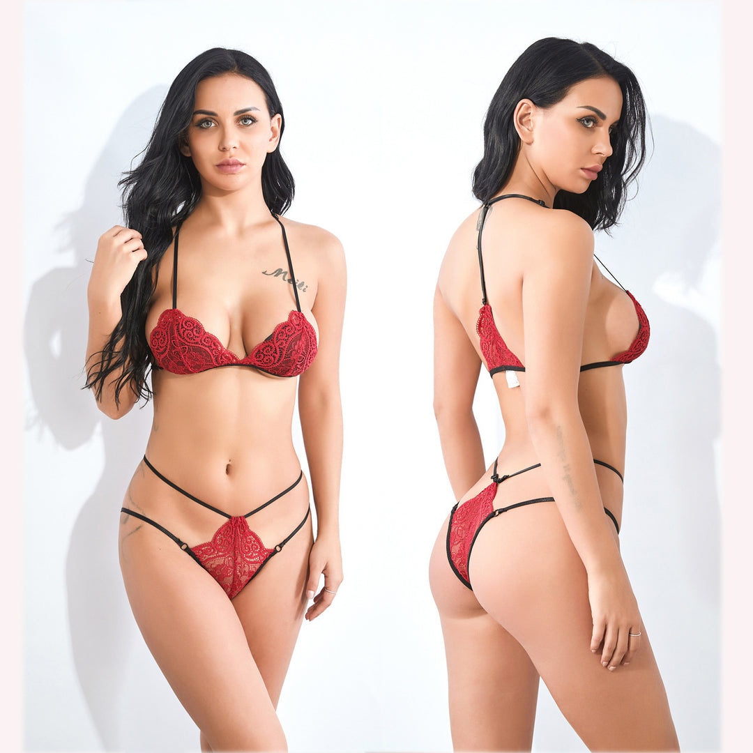 Kvinder Spidsbånd Cutout Lingerie Sæt Stilla