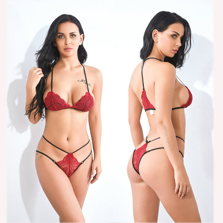 Kvinder Spidsbånd Cutout Lingerie Sæt Stilla