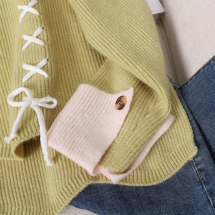 Kvinders chunky strikket sweater med legende snøredetaljer Stilla