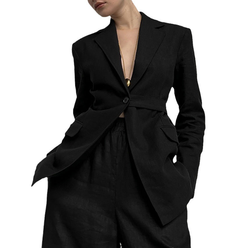 Damer Elegant blazer- og bukseensemble med vide ben og smart snit Stilla