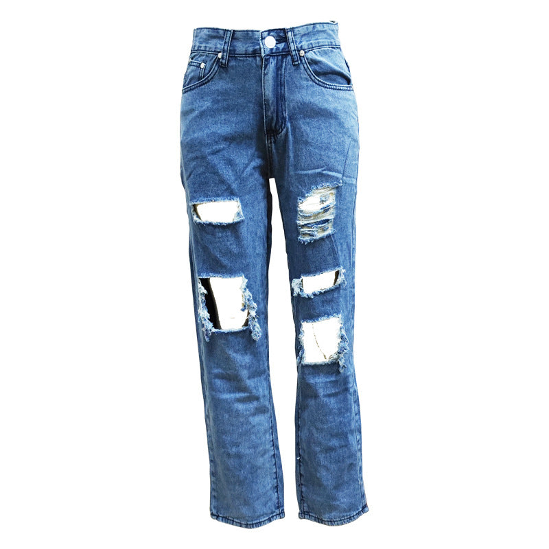 Dame Revnet Baggy-Jeans med afslappet stil og flåede detaljer Stilla
