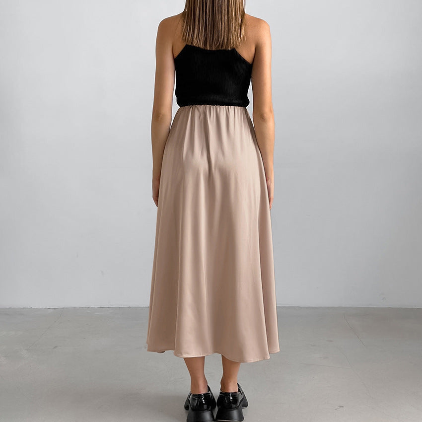 Dame Maxi-nederdel-top-kombination med elegant halterdesign og flydende stof Stilla