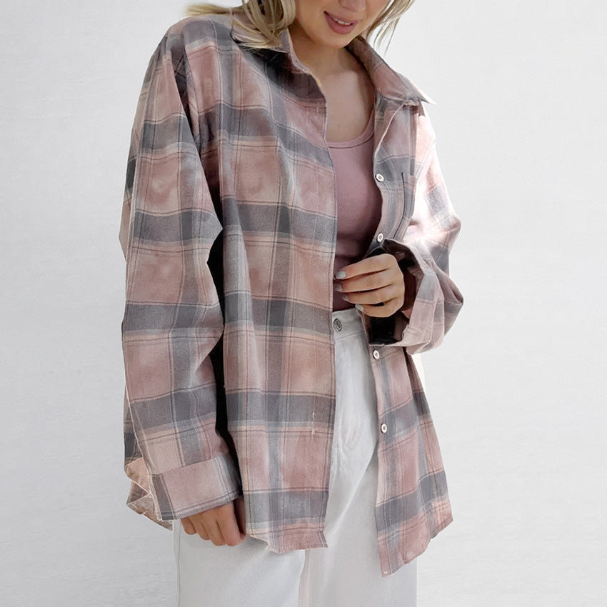 Dame Ternet Overshirt-Bluse i let bomuldsblanding med afslappet snit Stilla