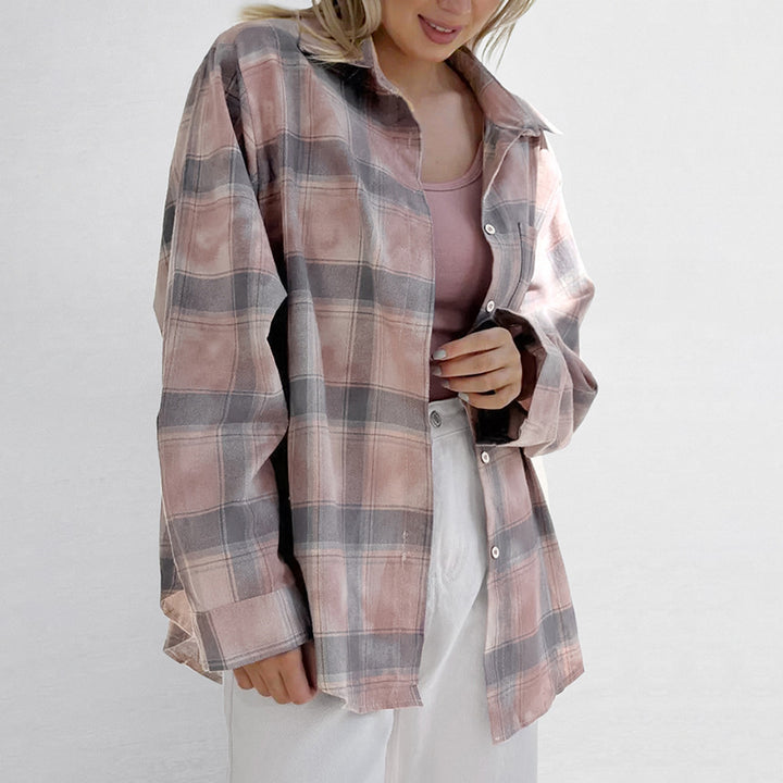 Dame Ternet Overshirt-Bluse i let bomuldsblanding med afslappet snit Stilla