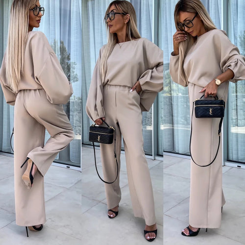 Kvinders elegante jumpsuit med brede ben og voluminøse ærmer Skovae