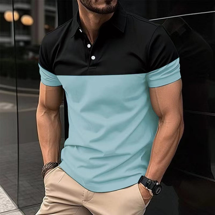 Herrer Polo-Skjorte med moderne farveblokdesign Stilla