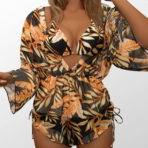Dame romper med blomsteret cut-out design Skovae