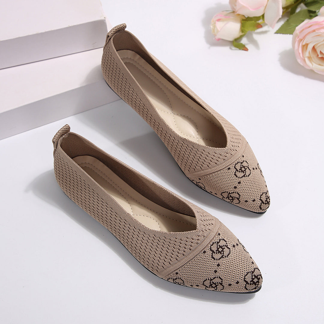 Dame elegante spidse Ballerinas med hulmønster og leopardmønster Stilla