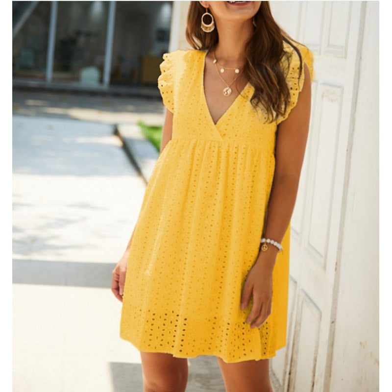 Kvinder Eyelet Broderi Sommerkjole Stilla