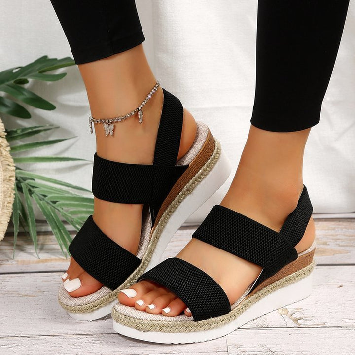 Dame Wedge-sandaler med polstret sål og elastiske remme Stilla