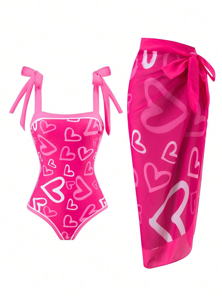 Damer Elegant badedragt med florale accenter og fashionable sarong Skovae