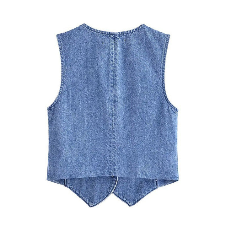 Stilla | Trendy Forår Denim Vest Skørt Sæt